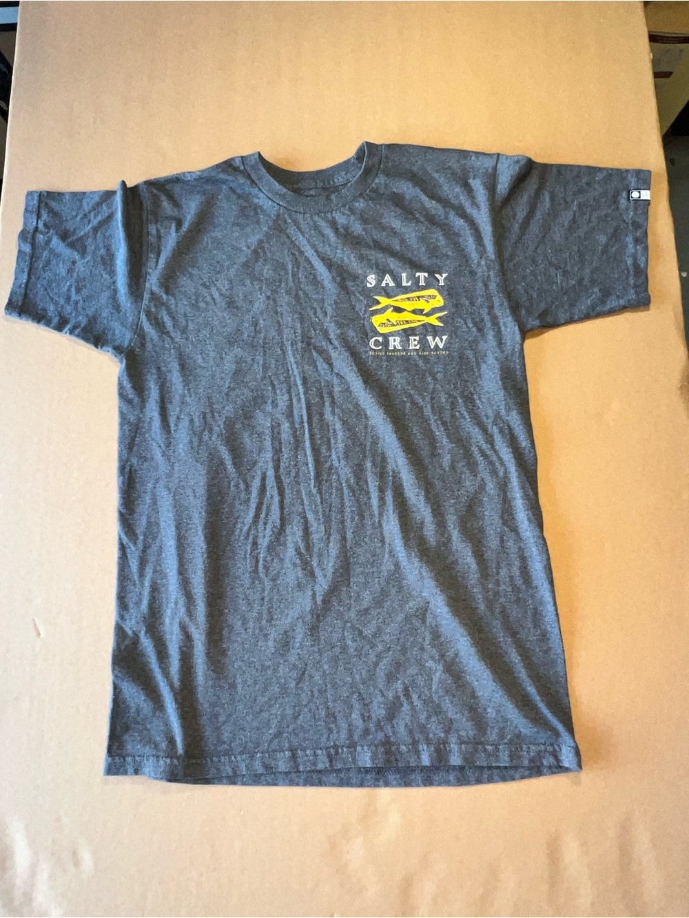 Salty Crew Heather Gray Kids Tee with Yellow Logo